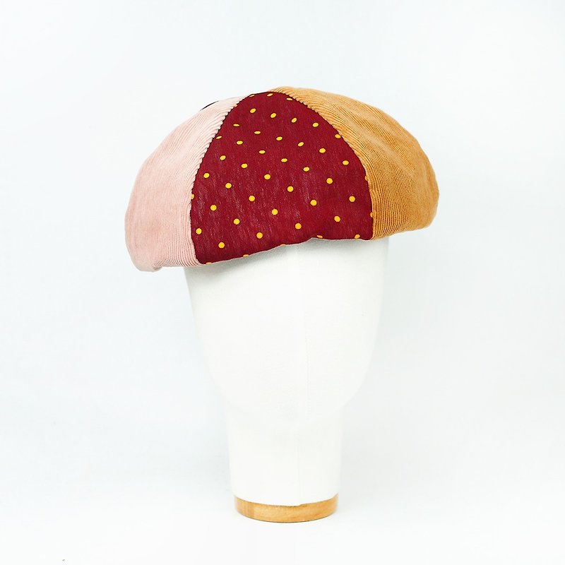 マーベリックビレッジ手作りベレット画家帽子かわいい野生のクリスマス[マルーンポイント] B  -  126 - 帽子 - コットン・麻 レッド