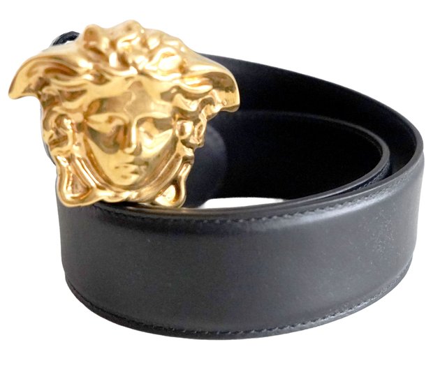 新品 イタリア製 VERSACE ブラックゴールドバックル メドゥーサ