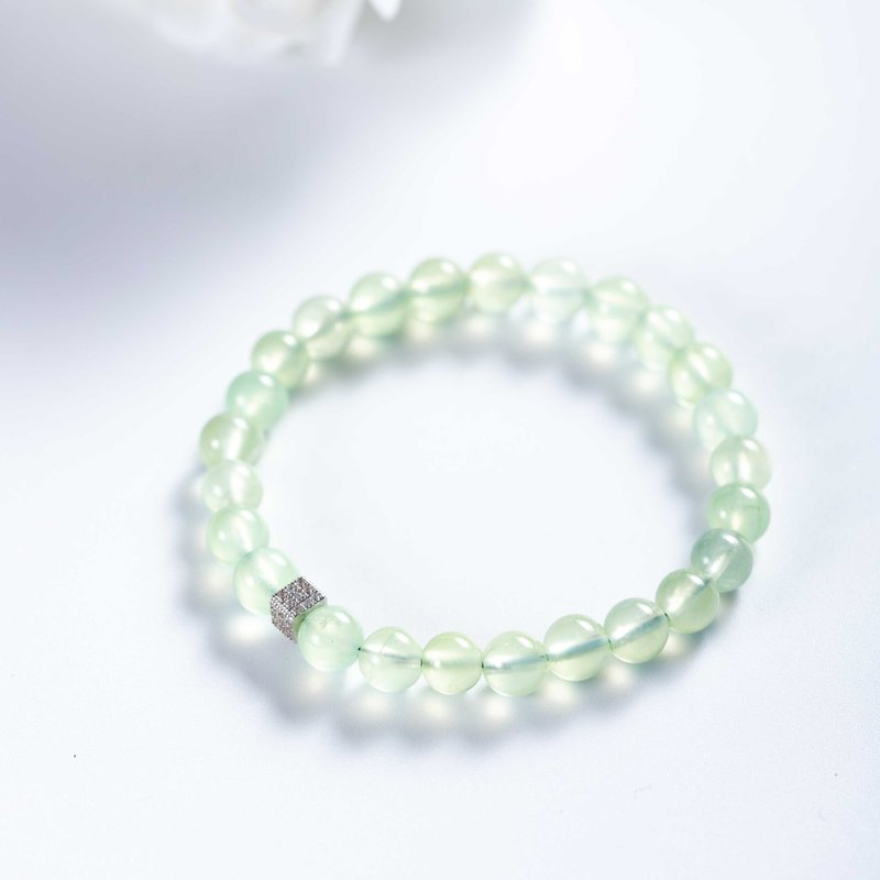 Prehnite, 925 Sterling Silver Findings Bracelet - สร้อยข้อมือ - คริสตัล สีเขียว