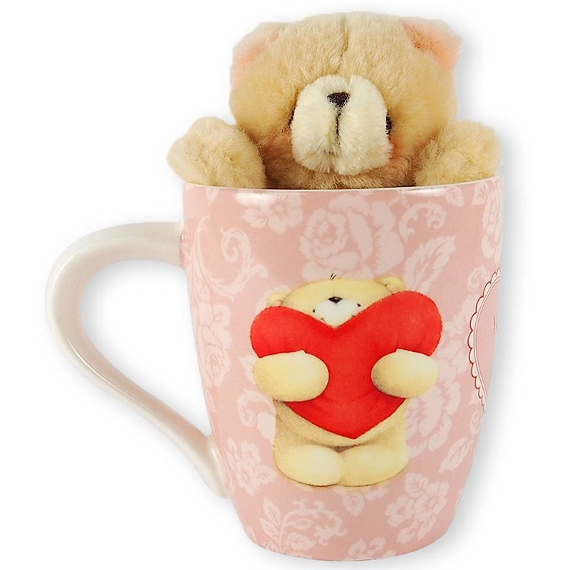 FF Mug/Hug Delivery (With Fluffy Bear) - Mugs - Pottery Multicolor