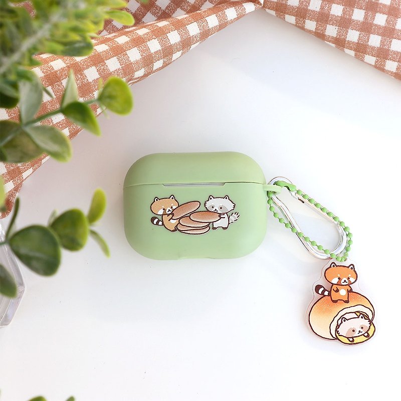 Raccoon Biscuit Stacks - AirPods Pro Case/With Charm - Headphones & Earbuds Storage - Plastic Green
