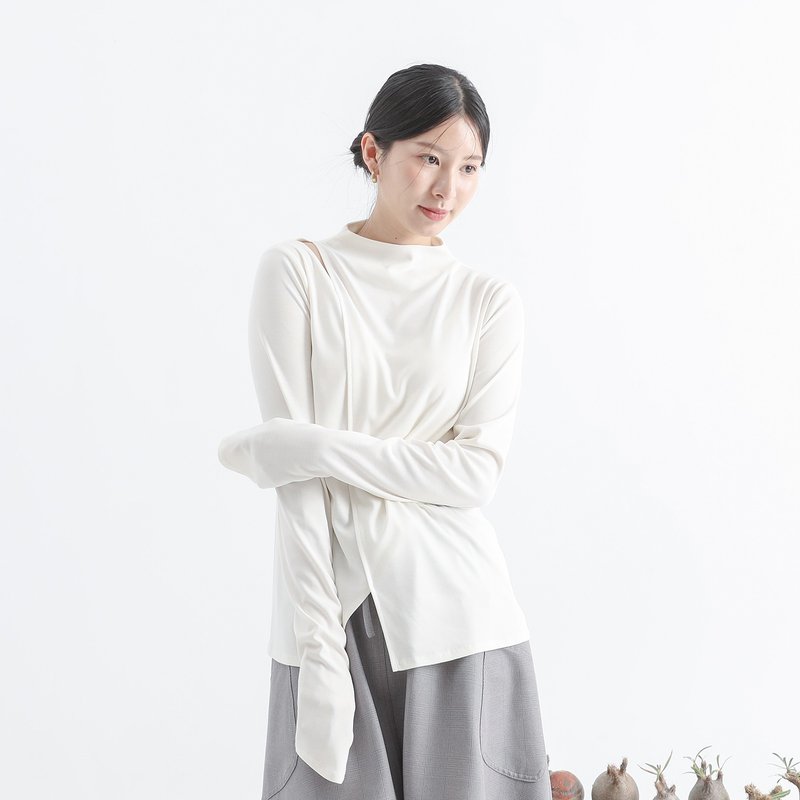 Chenhui_晨暉鏤空上衣_24AF005_白 - 女上衣/長袖上衣 - 聚酯纖維 白色