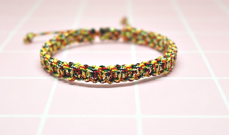 <<5 color thread>> Pure hand-knitted 5-color thread retractable bracelet #开运#保平安 - Bracelets - Nylon Multicolor