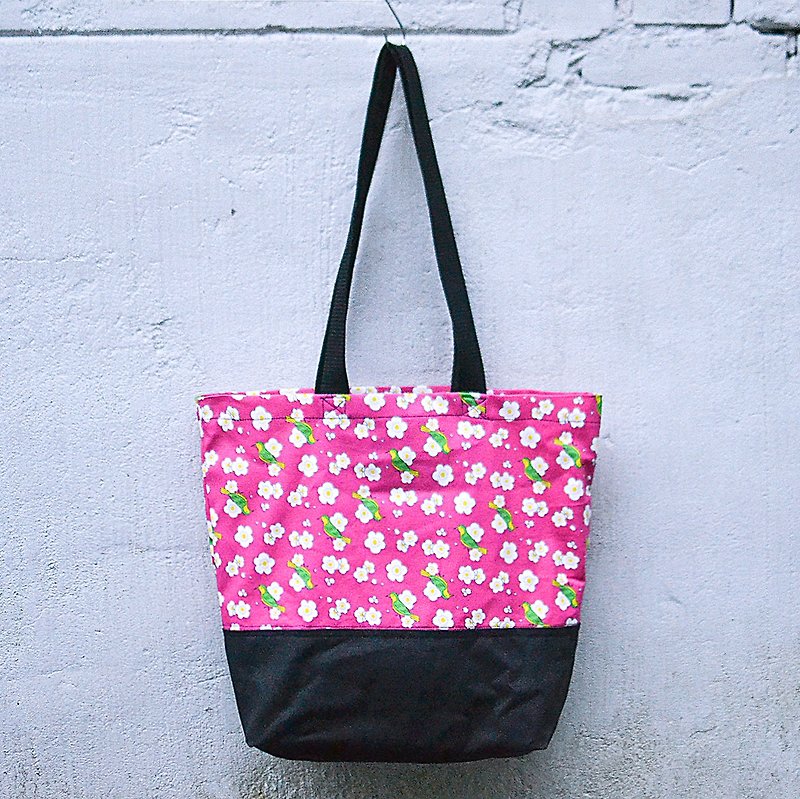 [Handbag/Bag] Lightweight Tote Bag_Korean Flower Brand_Peach Bottom Plum Blossom - Messenger Bags & Sling Bags - Cotton & Hemp Pink