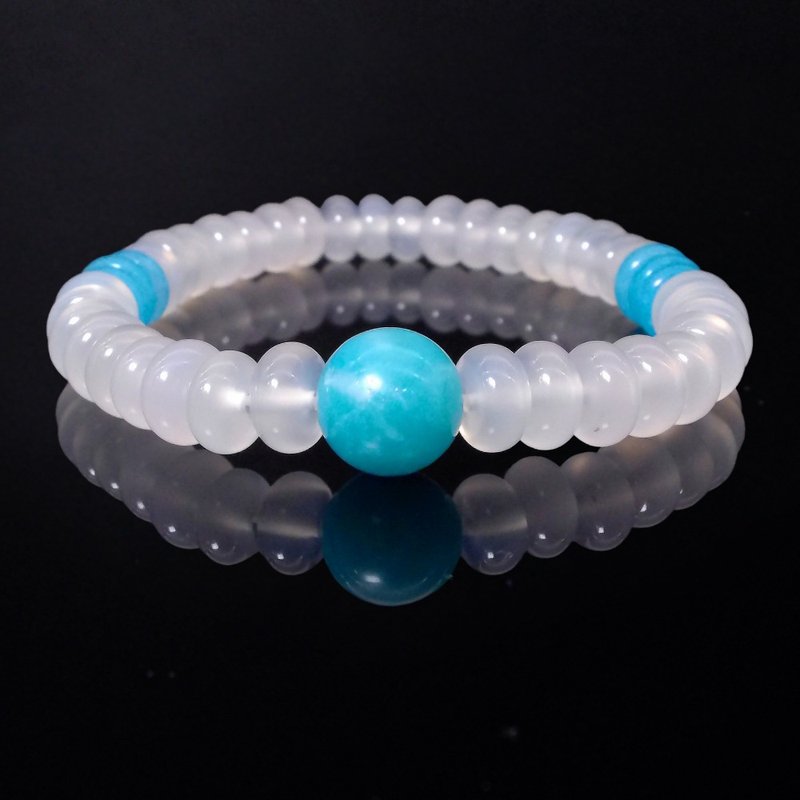 Amazonite with White Agate - Serene Spirit Men's Bracelet QBR-00004 - สร้อยข้อมือ - คริสตัล 