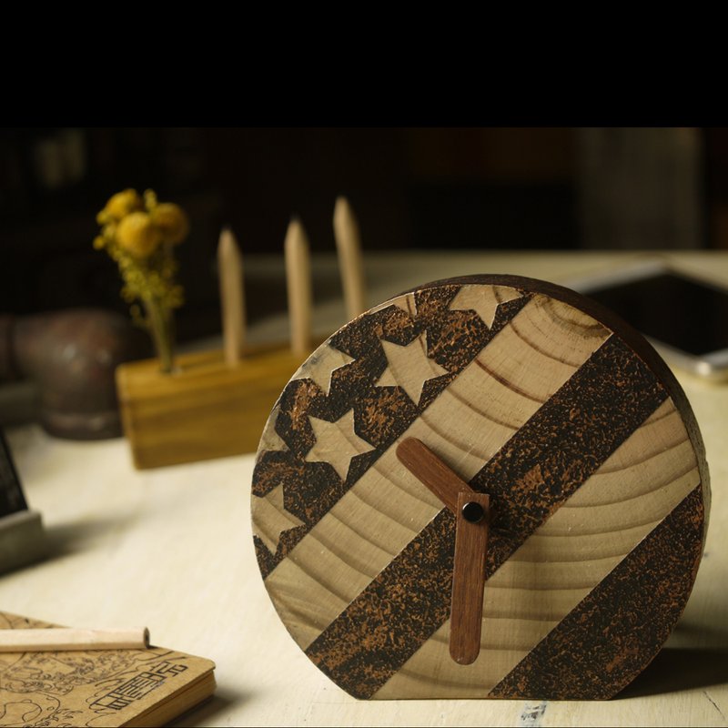 American flag clock - Clocks - Wood Gold