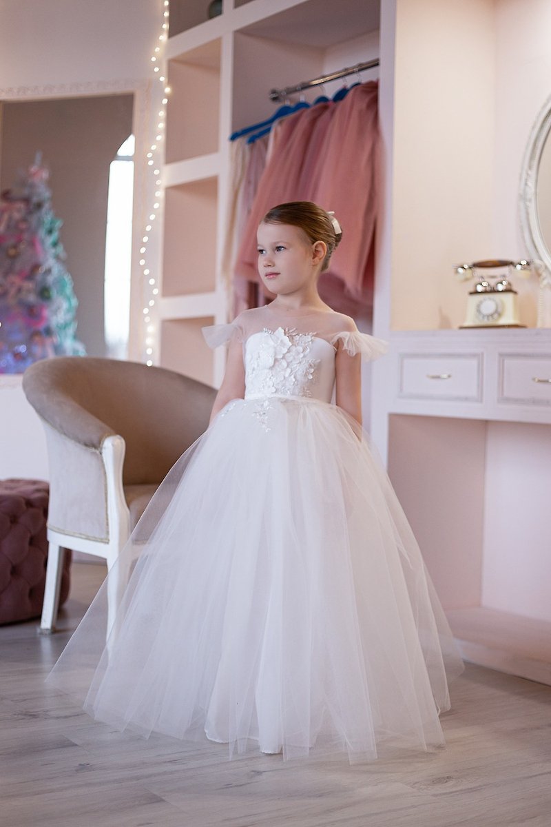 tulle flower princess dress for wedding, birthday, concerts - Kids' Dresses - Other Materials Multicolor