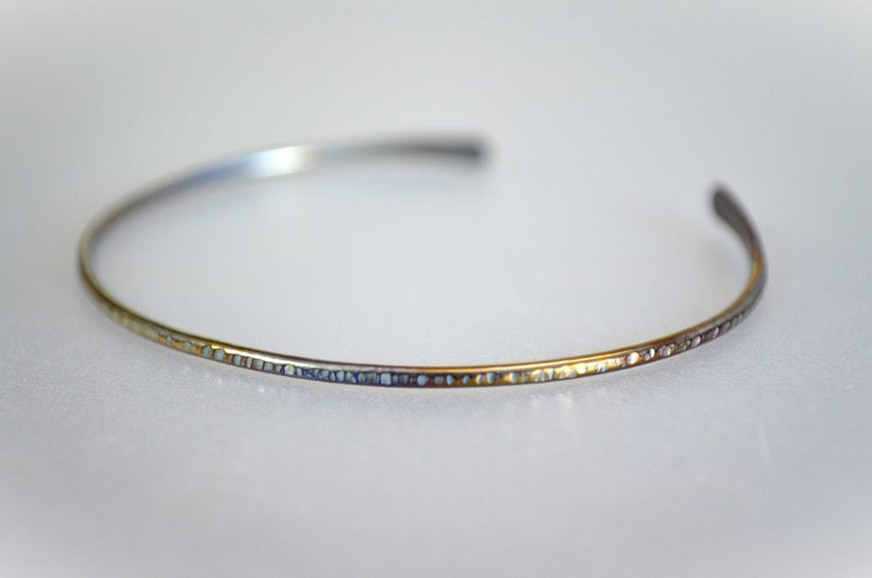 Titanium bangle = Gold & B = Oval, inner diameter 58mm - Bracelets - Other Metals Multicolor