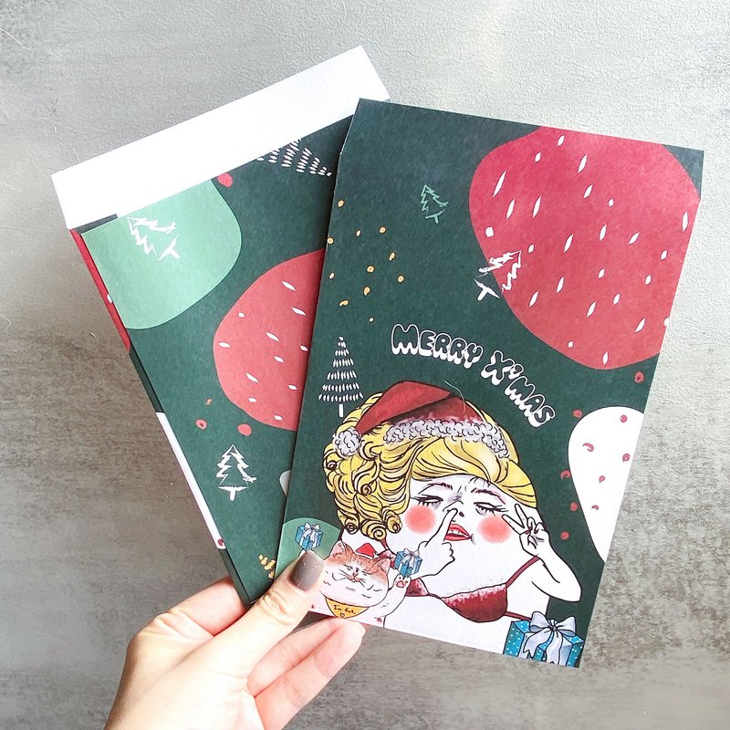 聖誕豬鼻女 / 中包裝袋 紙袋 信封 5入 - 信封/信紙 - 紙 綠色