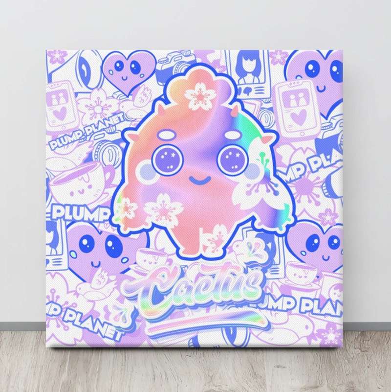 塗鴉世界的紫櫻仙人掌 Canvas Print 無框帆布數碼油畫 - 海報/掛畫/掛布 - 其他材質 紫色