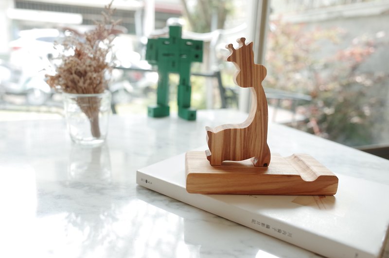 Italy Zen Forest olive wood solid wood phone holder flat card holder business card holder - ที่ตั้งมือถือ - ไม้ สีกากี