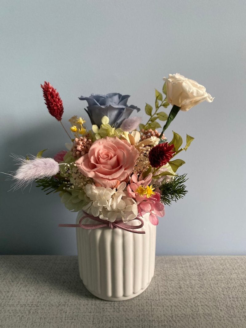 Opening celebration flower gift, house entry gift, table flower, everlasting flower, immortal flower, milk vase flower, custom-made potted flower - Dried Flowers & Bouquets - Plants & Flowers 