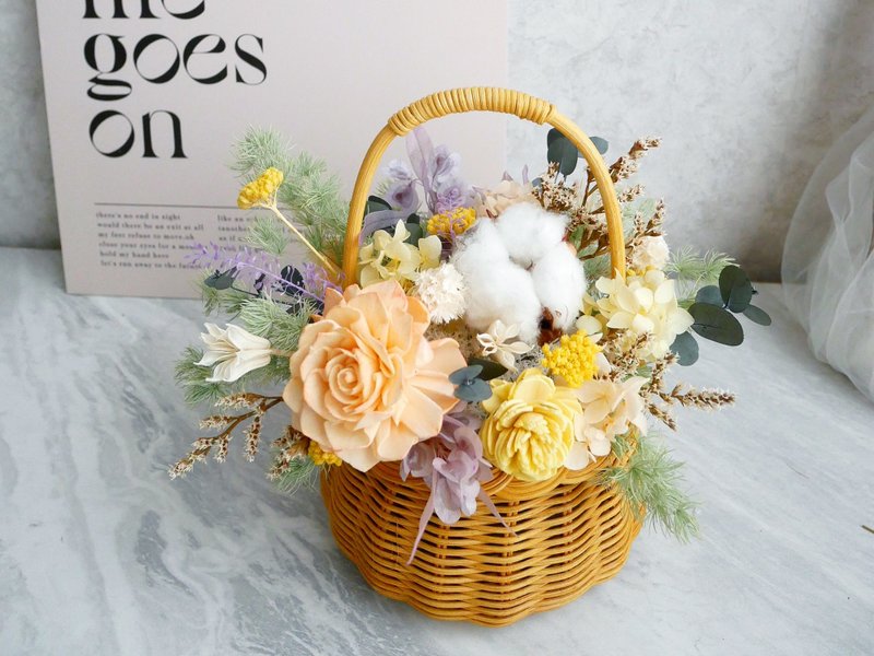 小型乾燥花提籃花【晴紫】乾燥花盆花/開幕/生日/入厝 - 盆栽/植栽 - 植物．花 橘色