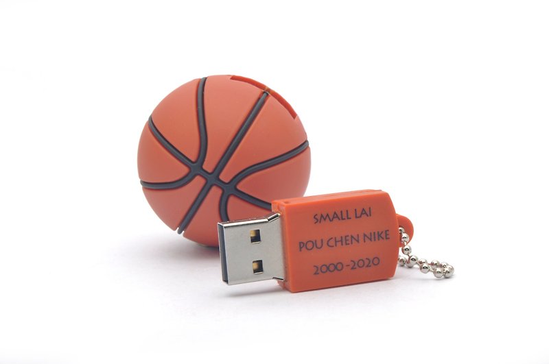 バスケットボールのフラッシュドライブ64GB +片面印刷 - USBメモリー - ゴム 