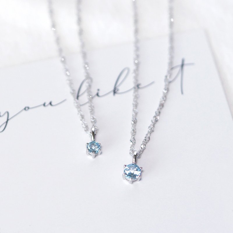 Light Ice Blue Stone 4-5mm Sterling Silver Necklace - November Birthstone - Necklaces - Crystal Blue