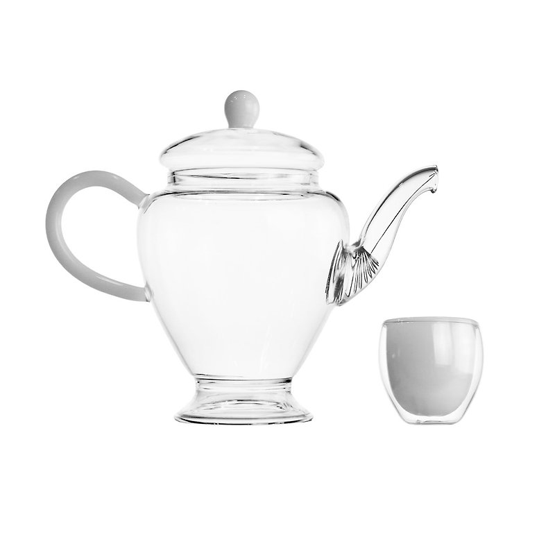 Dance Color Series Tea Set - White Jade - Teapots & Teacups - Glass White