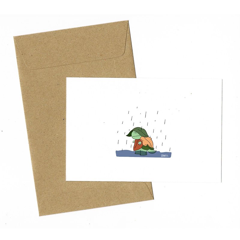 Dinosaur Rain Storm Card with envelope - Cards & Postcards - Paper White