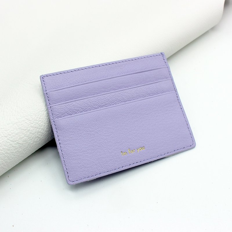 Customized Gift Italian Leather Purple Card Holder Wallet Small Wallet Card Holder Card Holder Card Holder - กระเป๋าสตางค์ - หนังแท้ สีม่วง