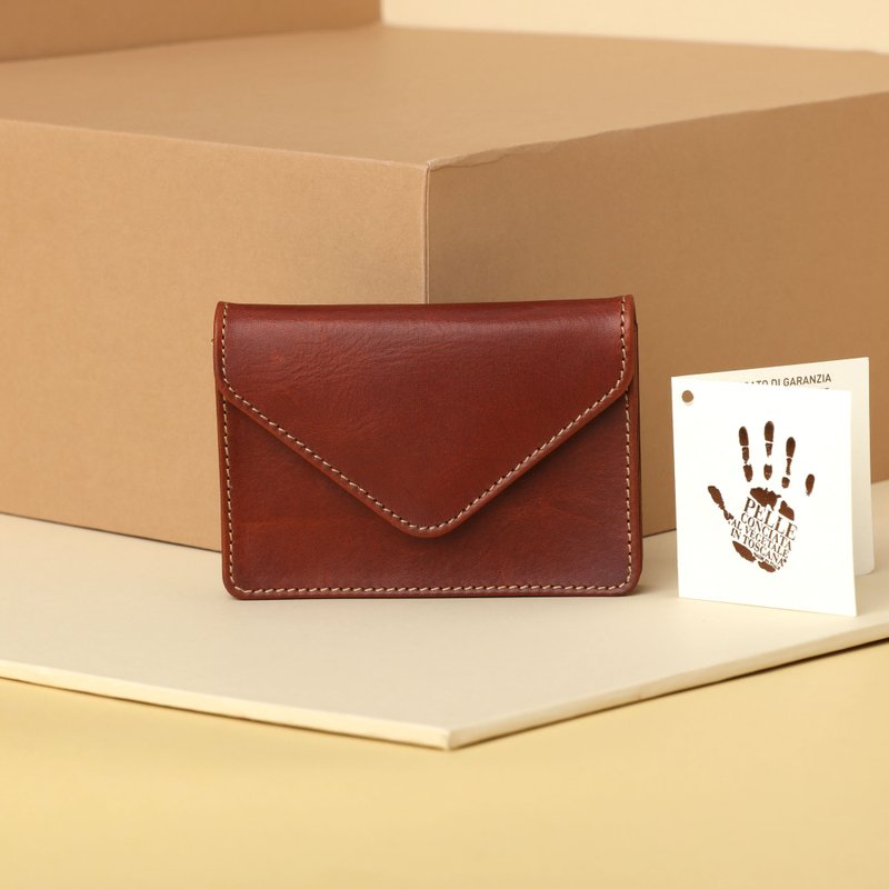 Accordion Card Case Leather Personalized - 名片夾/名片盒 - 真皮 咖啡色