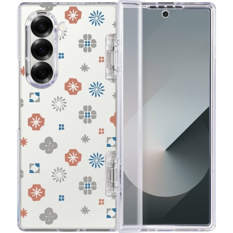 【預購】三星手機殼/Samsung Galaxy Z Fold6/經典花色/珊瑚紅藍 - 手機殼/手機套 - 其他材質 紅色