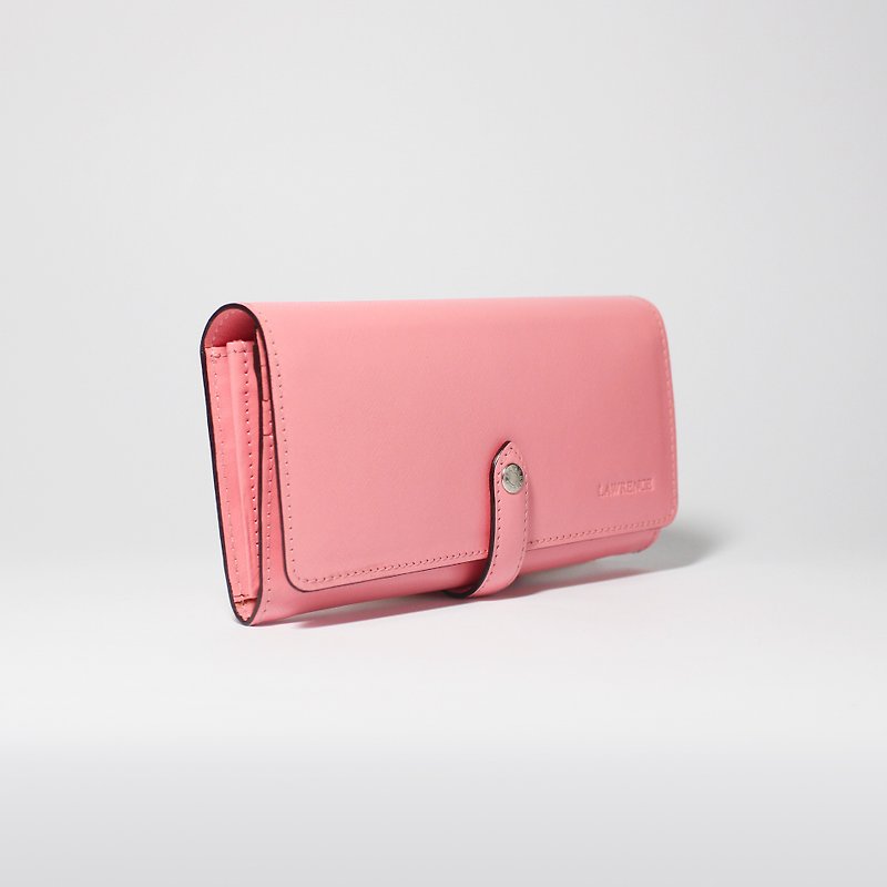 Pink Press Stud Long Wallet - กระเป๋าสตางค์ - หนังแท้ สึชมพู