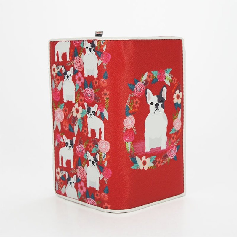 Ashley M - Floral French Bulldog Wallet   P67474UB  spot sale - กระเป๋าสตางค์ - หนังเทียม สีแดง