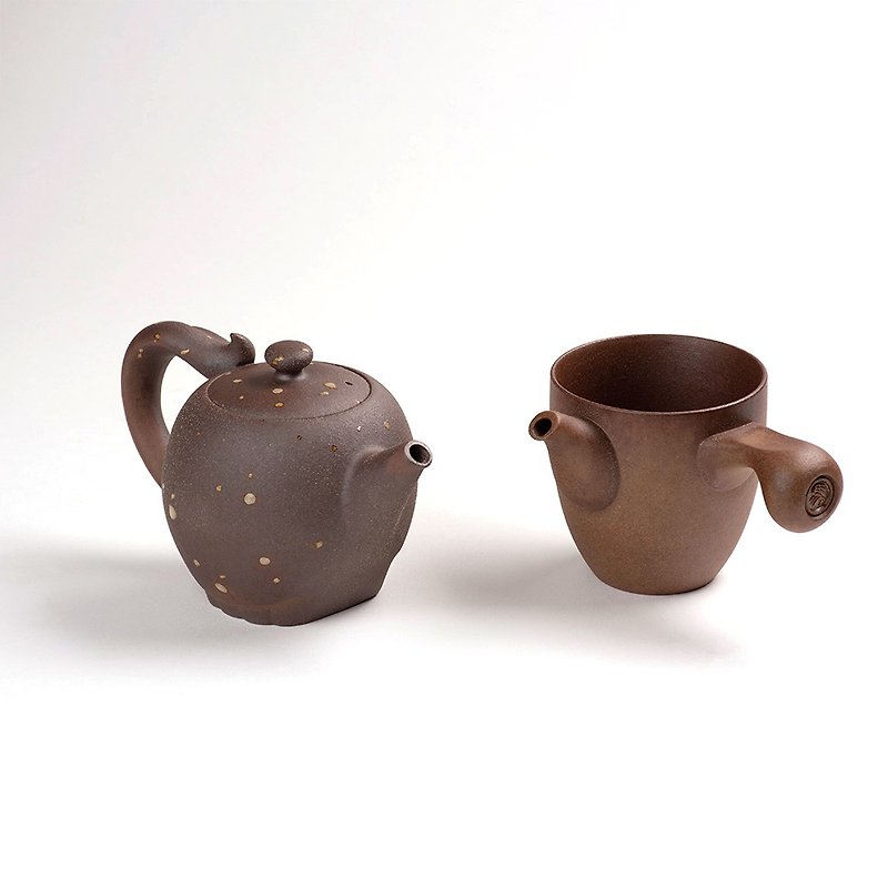 Tao Zuofang│Old Rock Clay Memorial Pot Group - Teapots & Teacups - Pottery Black