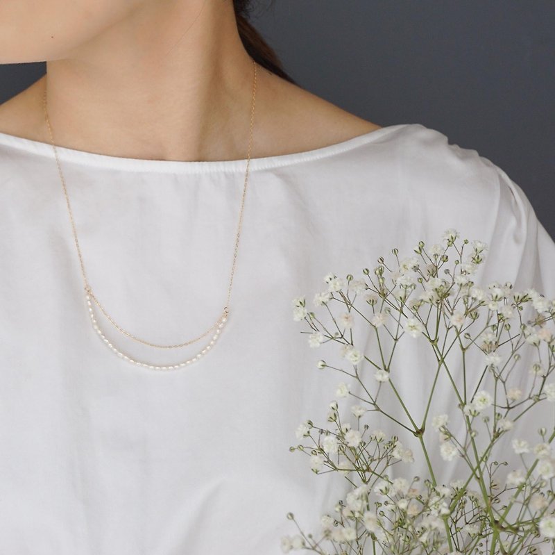 14kgf Freshwater pearl chain necklace - ネックレス - 宝石 
