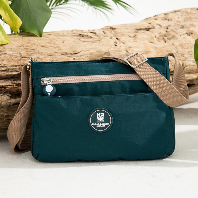 【Kinloch Anderson】Misty Forest Zipper Side Bag-Blue - กระเป๋าแมสเซนเจอร์ - ไนลอน สีน้ำเงิน