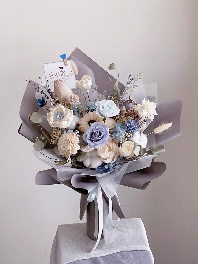 [Non-withering dried flowers] Blue, white and gray textured natural style bouquet - Other - Plants & Flowers Blue