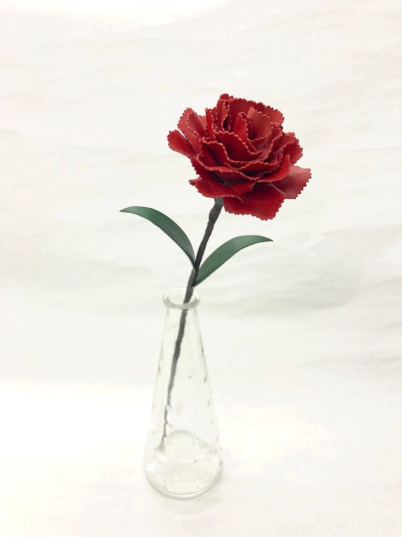 Red Leather Carnation - ของวางตกแต่ง - หนังแท้ สีแดง