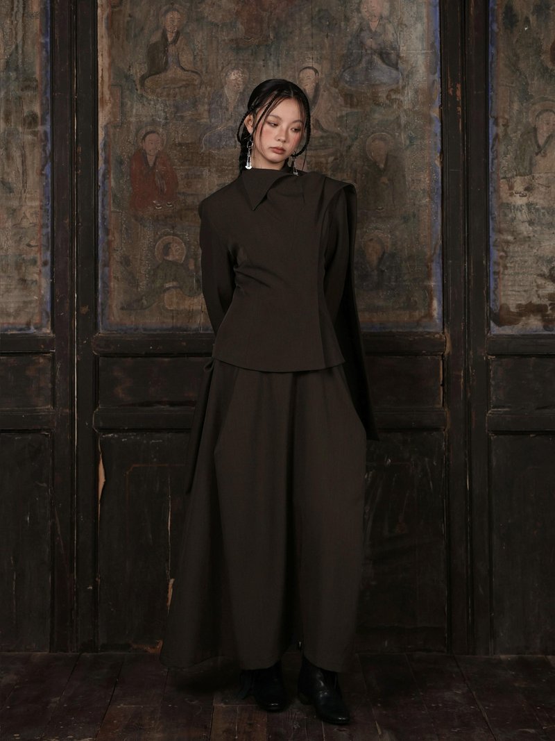 溯洄從之 / 披肩飄帶西裝外套 / 休閒上衣 - 女西裝外套 - 其他材質 綠色