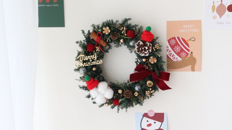 【聖誕花禮】聖誕花園 永生花圈 聖誕禮物 交換禮物 永生盆花 - 乾燥花/永生花 - 植物．花 紅色