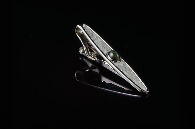 [C'est Cufflinks] SWANK US semi-precious stones vintage short tie clip - กระดุมข้อมือ - โลหะ สีเงิน