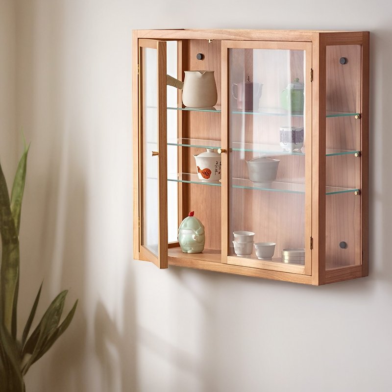 Taisho beautiful oak storage cabinet wall-mounted handmade by craftsmen 256NS - Shelves & Baskets - Wood Brown