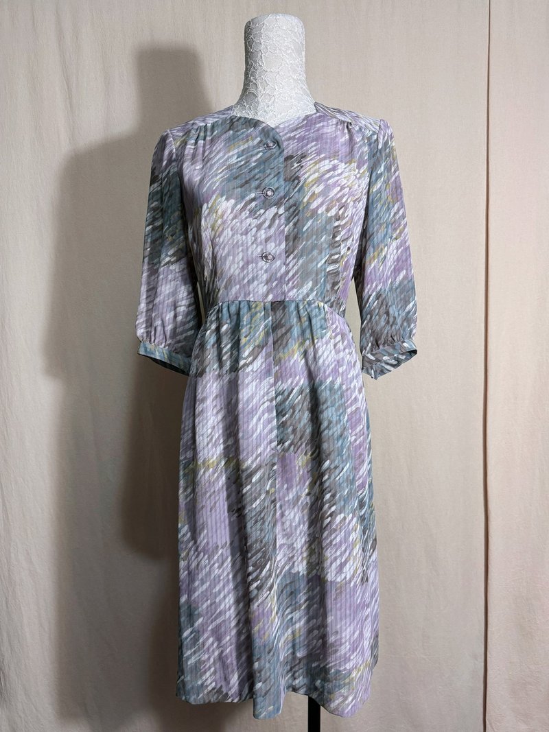 Pastel special collar vintage dress/brought back to VINTAGE from abroad - One Piece Dresses - Polyester Pink