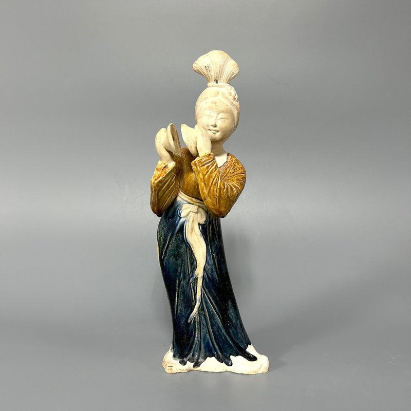 唐三彩仕女樂俑 - 擺飾/家飾品 - 陶 卡其色