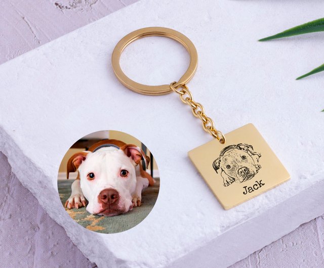 Custom Pet Portrait Keychain Pet Memorial Gift for Her Personalize Gold  Charm Pe - Shop marygracedesign Keychains - Pinkoi