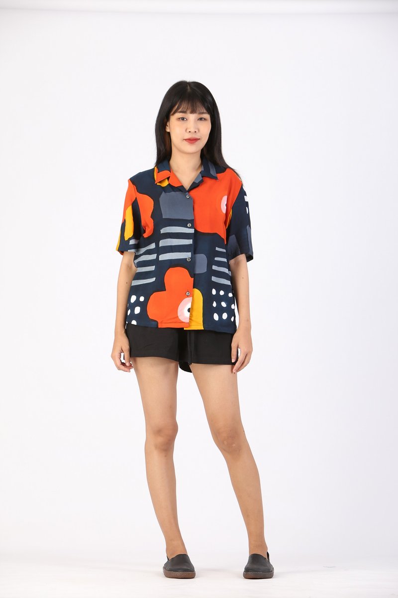 Haweii Cotton Rayon Hand Paint - 女上衣/長袖上衣 - 聚酯纖維 多色