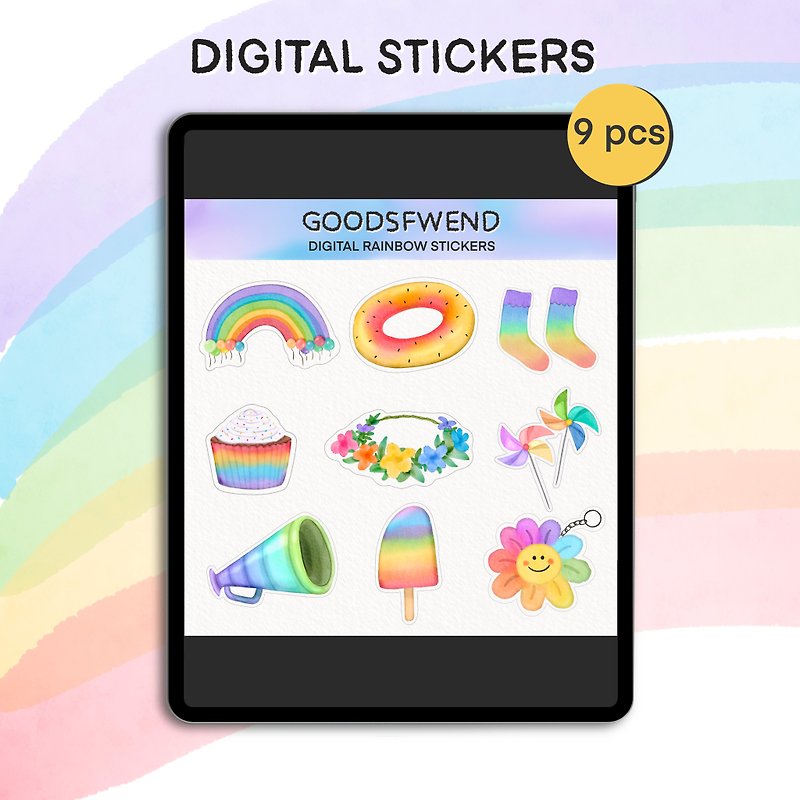 Digital Download Stickers | Rainbow | Goodnotes & Notability, ect. - Stickers - Other Materials 