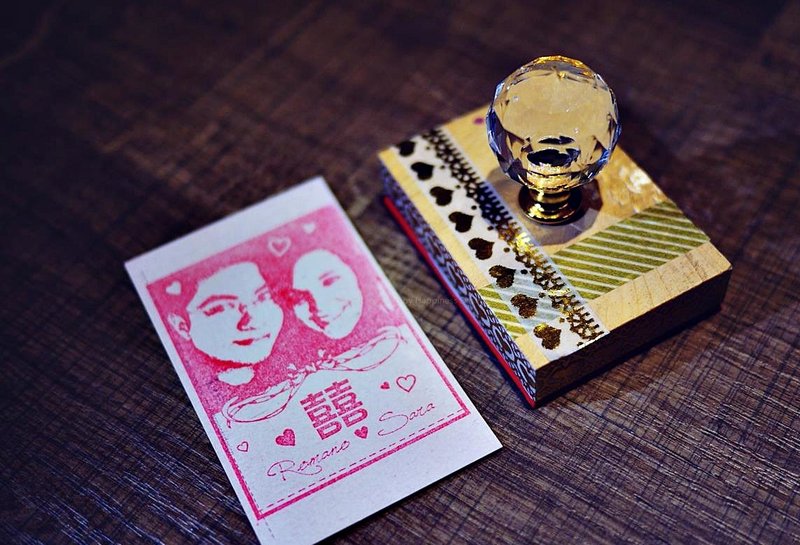 (幸)客製人像章 I 照片做印章 I 婚禮小物 情人節【客製化禮物】 - 印章/印台 - 其他材質 