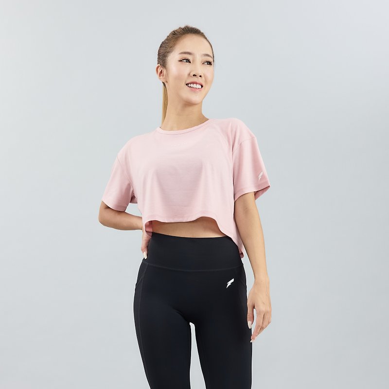 【THFTH】Haori Tencel Short Sports Top【Ice Berry Powder】 Fashionable and neat 100%MIT - Women's Sportswear Tops - Other Materials Pink