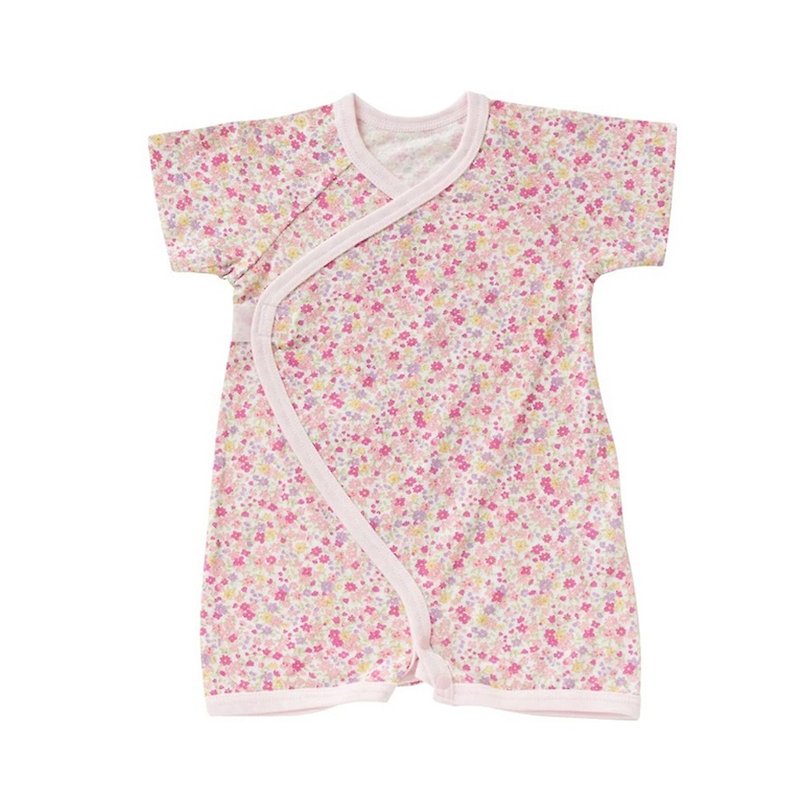 [Japanese OP mini] Newborn butterfly jumpsuit short-sleeved side-open jumpsuit/baby onesies small flower - ชุดทั้งตัว - ผ้าฝ้าย/ผ้าลินิน 