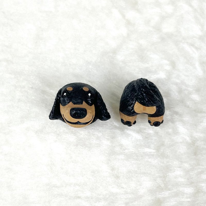 Dachshund Head/Ass-Earrings/ Clip-On/Collar Pins/Mask Magnetic Buckles/Necklaces/Rings - Earrings & Clip-ons - Other Materials Multicolor
