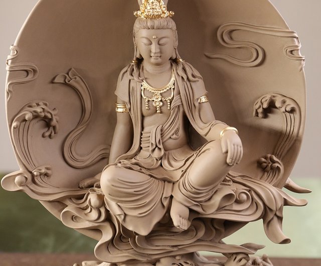 仏像 木彫 観世音菩薩 観音菩薩 観音像 専属光背 八角台座 職人