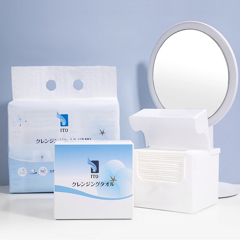 [ITO Japan] Boxed face towel refill pack x1 bag (4 in/bag; 25 pumps/in; 100 pumps in total) - ผลิตภัณฑ์ทำความสะอาดหน้า - ผ้าฝ้าย/ผ้าลินิน ขาว