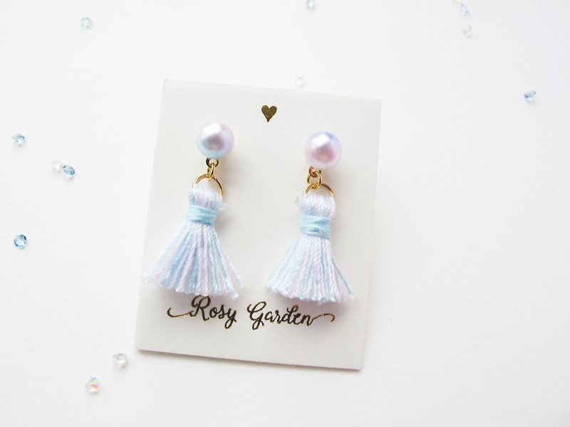  Rosy Garden pantone colour tassel with pearl earrings - Earrings & Clip-ons - Other Materials Pink