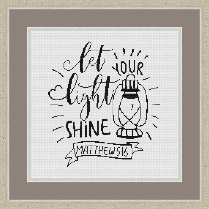 Bible verse cross stitch pattern Let your light shine, Religious cross stitch - 手工藝教學/工具書 - 其他材質 