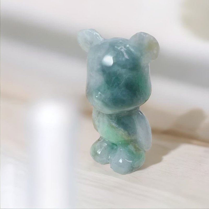 飄綠花翡翠熊熊 | 天然緬甸玉A貨翡翠 | 送禮 - 其他 - 玉石 綠色