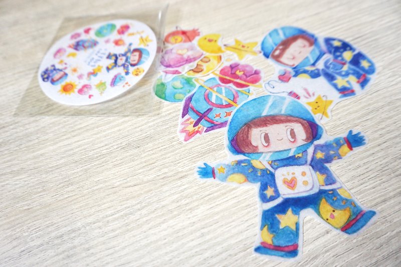 Little Star Report-Astronaut-Washi Paper Sticker - Stickers - Paper Blue